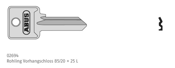 Schlüsselrohling 85/ 20 + 25