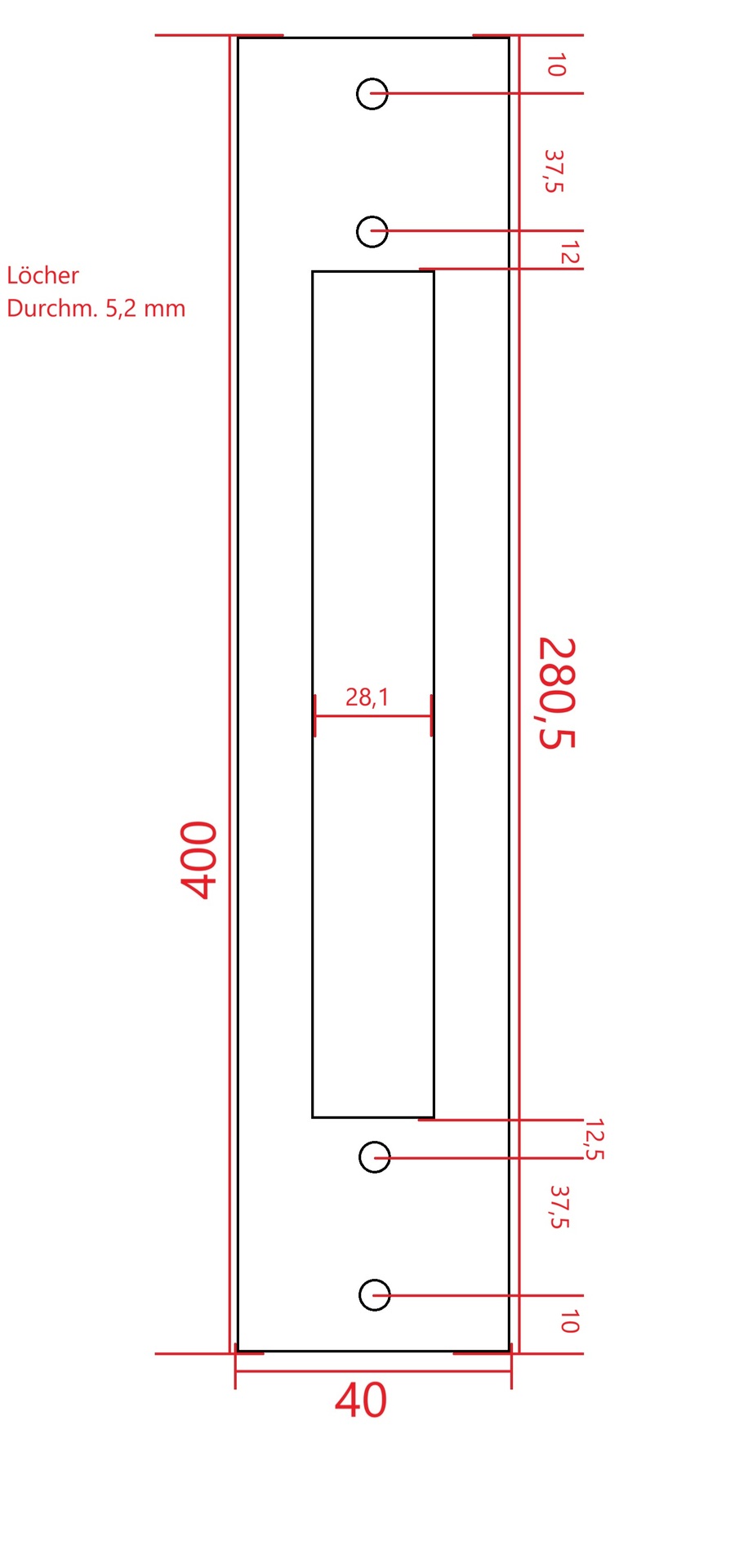 Stulpverbreiterung 400 x 40 mm 