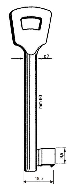 Buntbartschlüssel lang 11,5mm 9,5mm 7mm