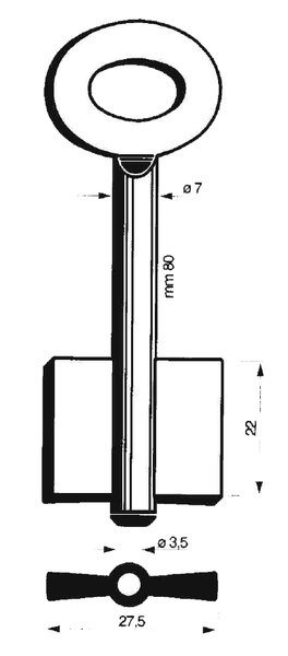 Doppelbartschlüssel 8608 7mm 80mm