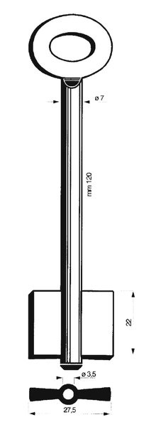 Doppelbartschlüssel 8612 7mm 120mm