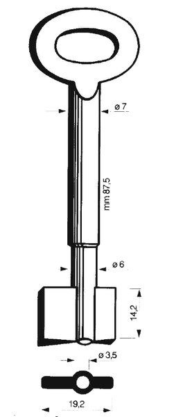 Doppelbartschlüssel 8990 7 mm / 6 mm 87,5mm