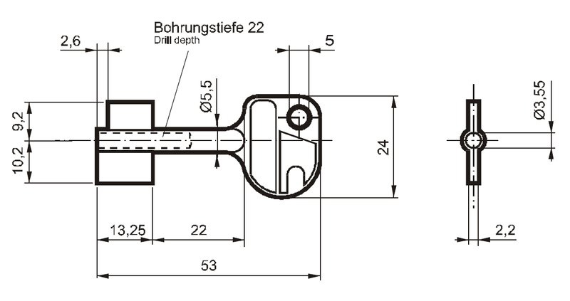 Tresorschlüssel 8230 5,5mm 53mm