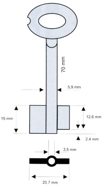 Tresorschlüssel 5,9mm 70mm