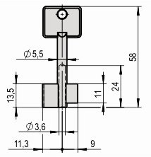 Tresorschlüssel 5,5mm 58mm