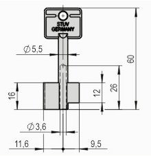 Tresorschlüssel 5,5mm 60mm