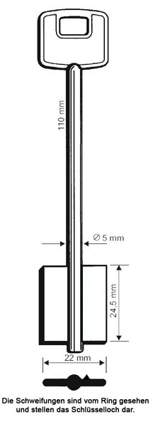 Doppelbartschlüssel CSL 5mm 110mm