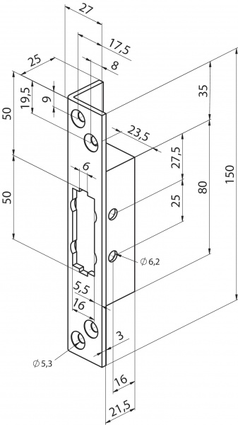 Winkelschließblech 30x30x185mm