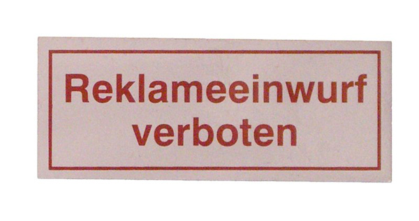 Schild Reklameeinwurf verboten