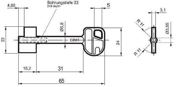 Tresorschl.Stückr./Cawi 65mm