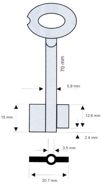 Tresorschlüssel Mauer 5,9x70