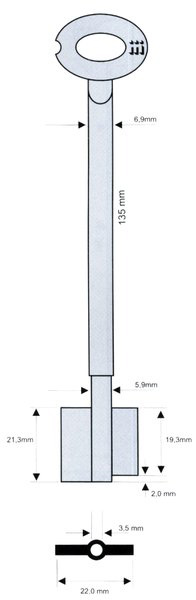 Tresorschlüssel Mauer 7/6x135
