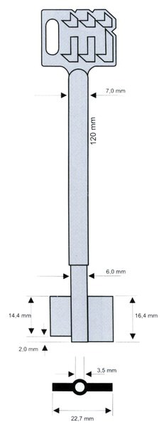 Tresorschlüssel Mauer 7/6x120