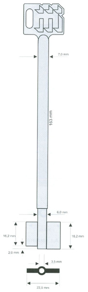 Tresorschlüssel Mauer 7/6x163