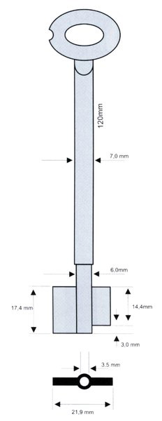 Tresorschlüssel Mauer 7/6x120